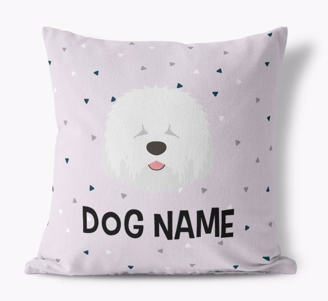 Triangle Pattern with {dogsName}'s Icon: Personalized Canvas Pillow